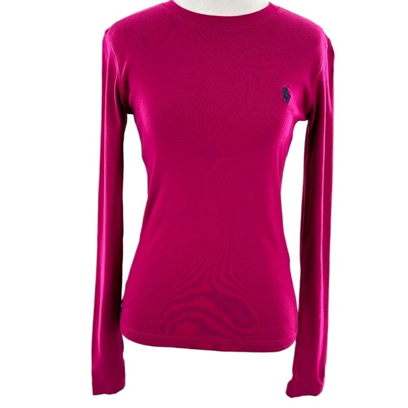 Ralph Lauren sport womens top size S fuchsia pink Long sleeve vintage y2k preppy